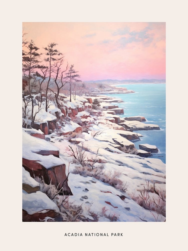 Dreamy Winter National Park Poster  Acadia National Park United States 4