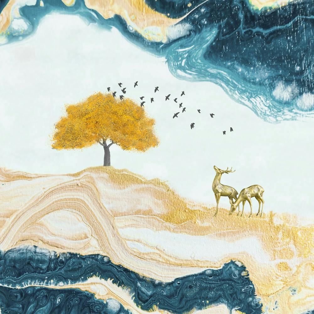 Abstract Golden Marble Texture Art Hanging Picture