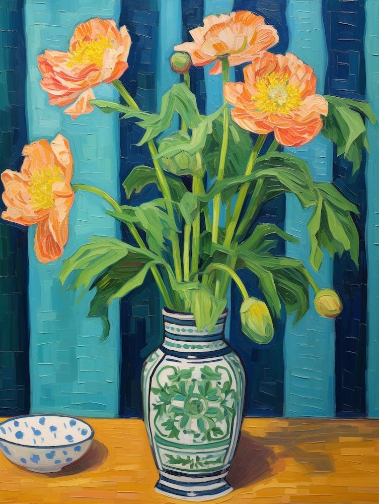 Blumen in einer Vase Stillleben Malerei Pfingstrose 1