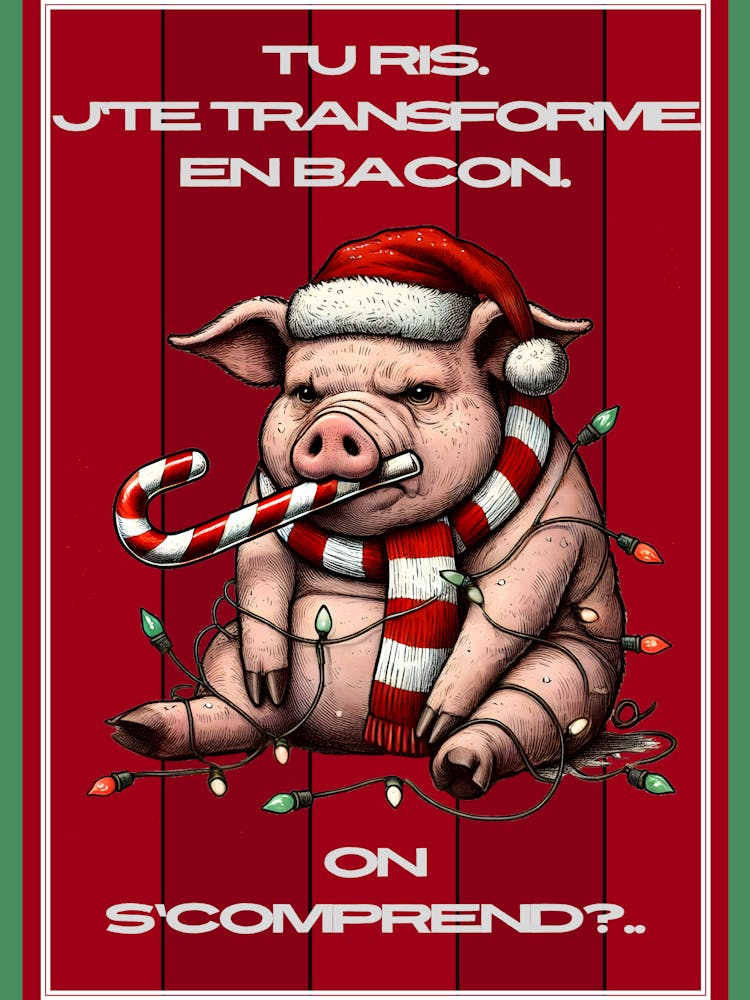 Cochon Noël humour rouge