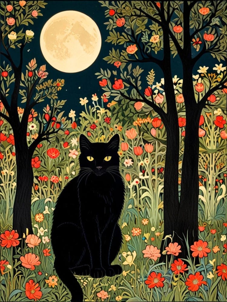William Morris Black Cat In The Forest 19