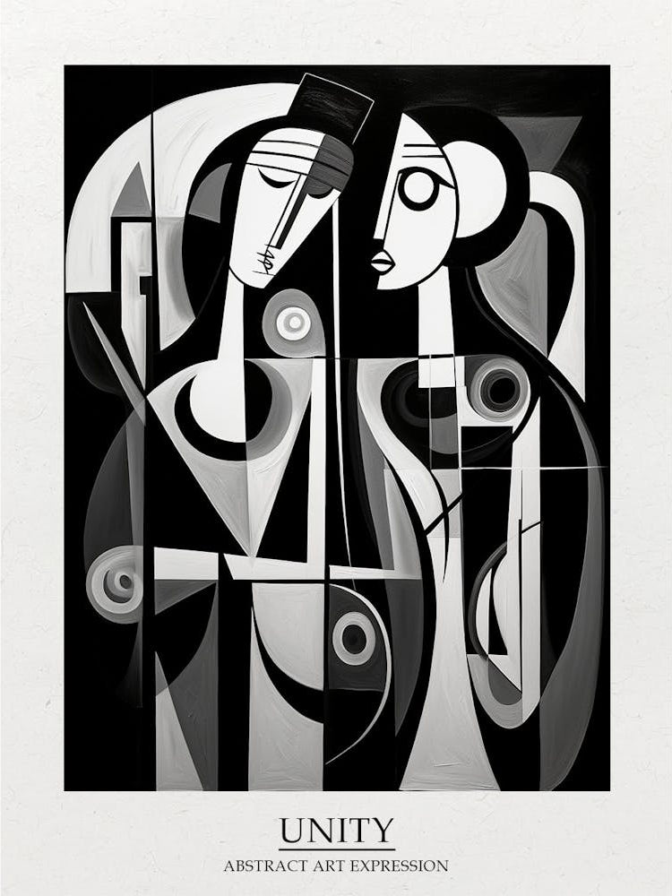 Unity Abstract Black And White 4 Poster