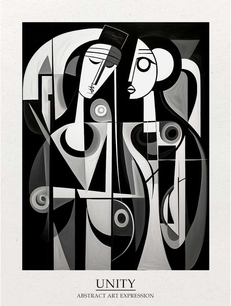 Unity Abstract Black And White 4 Poster