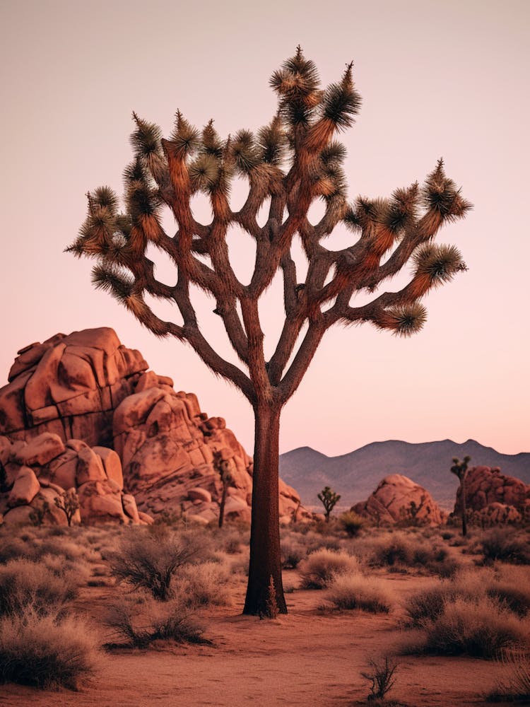  Photograph Of A Joshua Trees At Dusk In Desert 2
