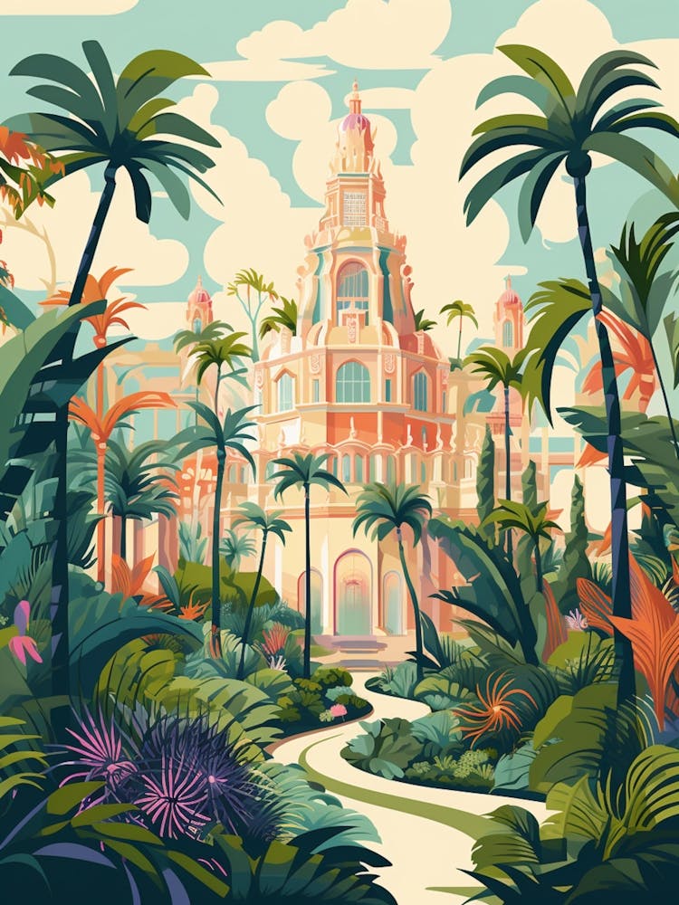 Balboa Park Usa Modern Illustration 