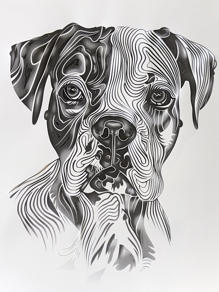 Dog Black & White Line Sketch 1