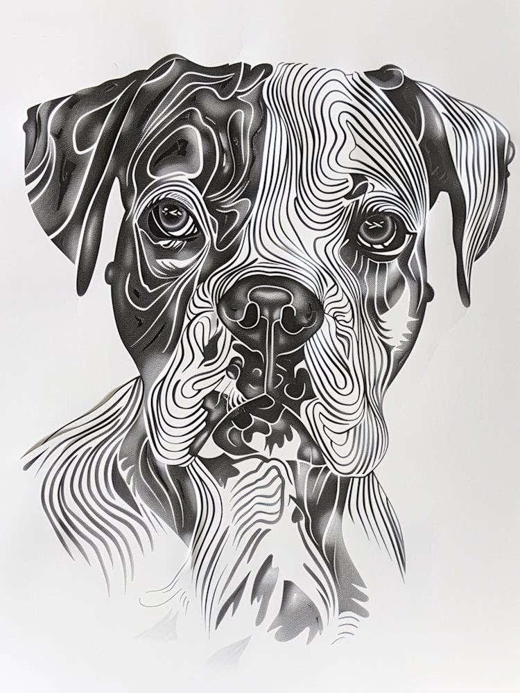 Dog Black & White Line Sketch 1