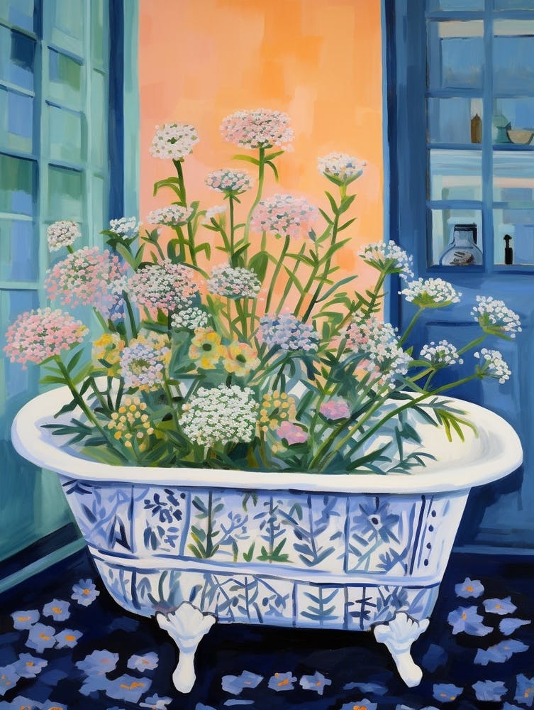 A Bathtube Full Of Queen Anne S Lace In A Bathroom 2