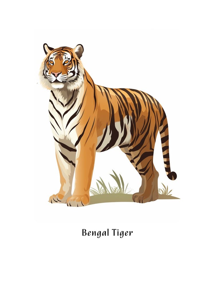 Bengal Tiger Kids Animal Poster