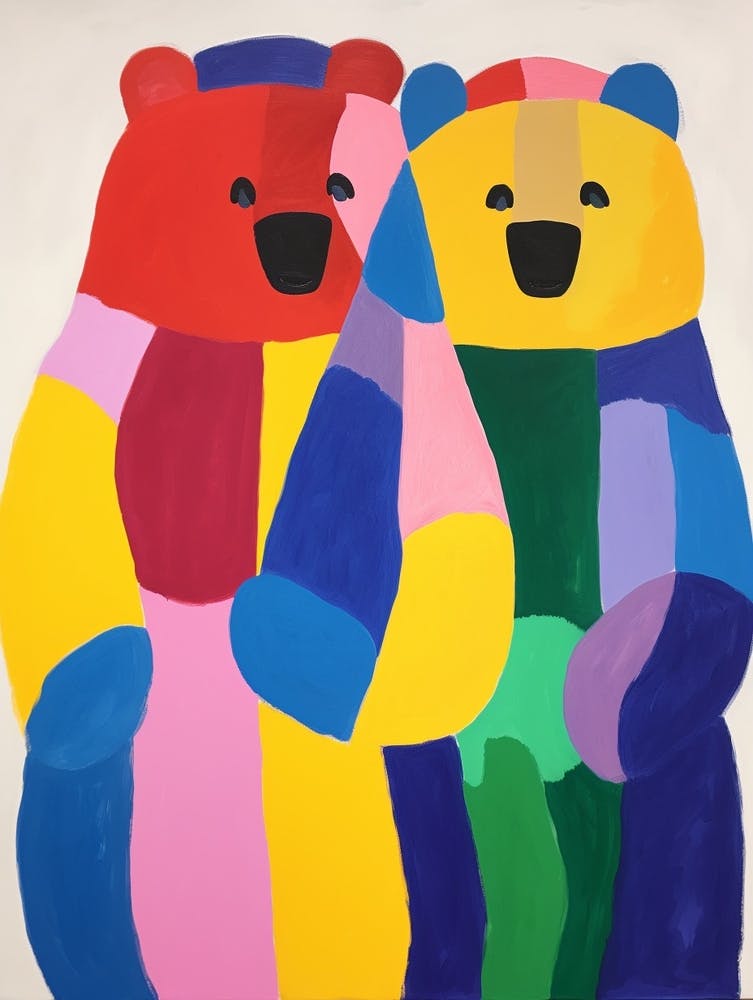 Colourful Kids Animal Art Grizzly Bear 3