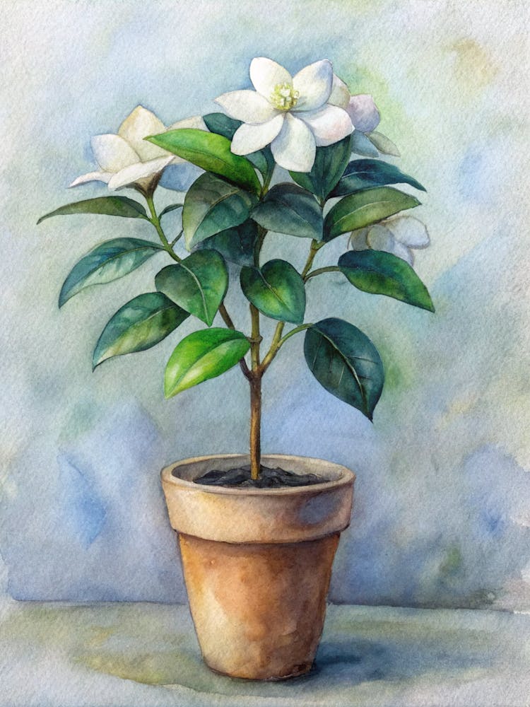 Watercolor Of A Gardenia