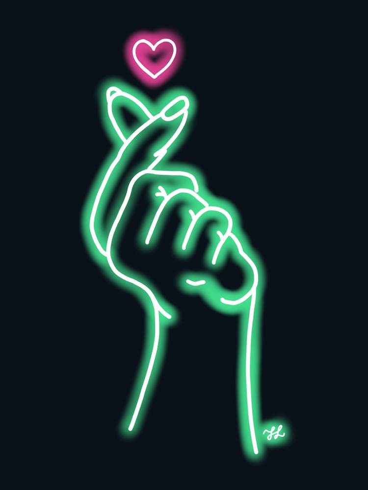 Green Neon Hand Heart