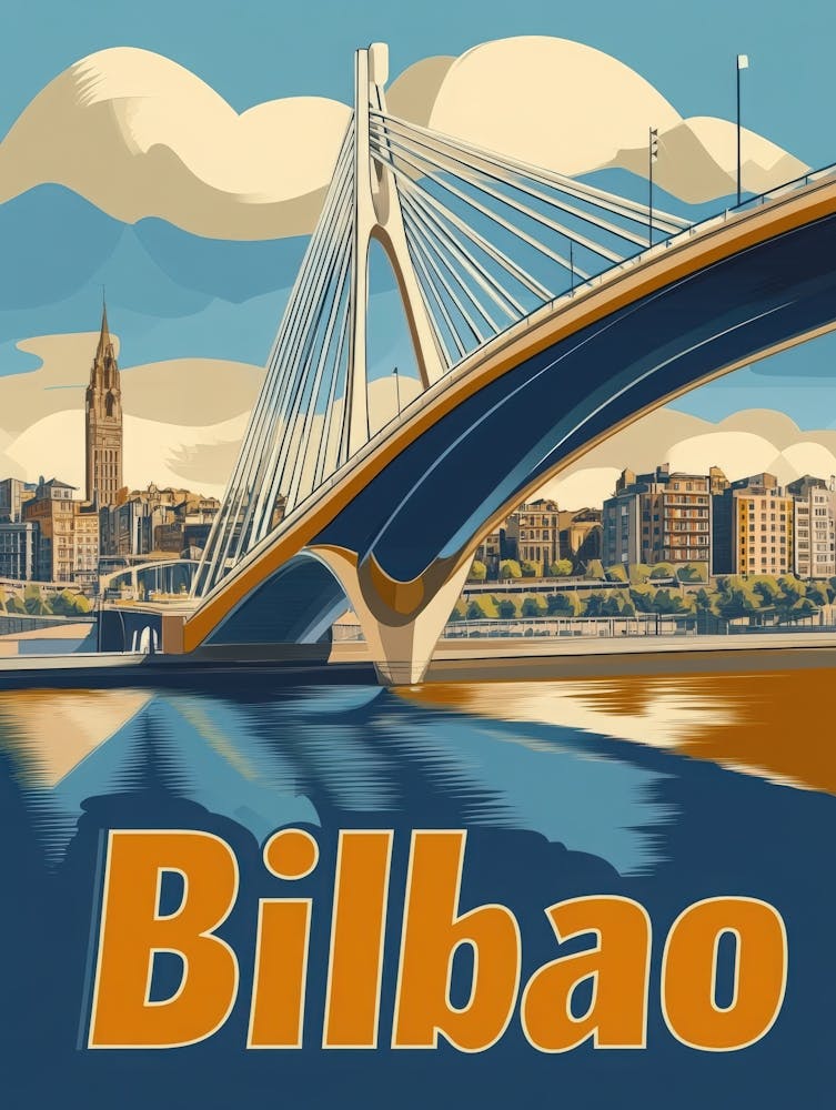Aihrgdesign A Retro Travel Poster For Bilbao Featuring The Ma A59b006b 3c7b 4760 9844 185f47739268 0
