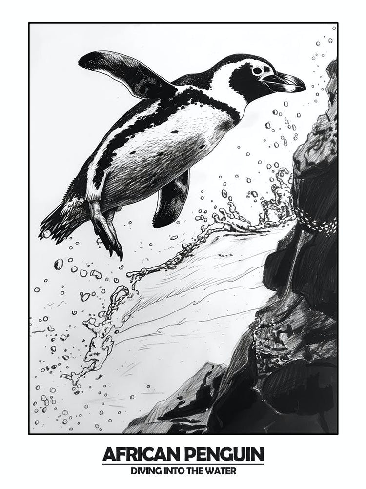 Penguin Diving Into The Water Poster 2