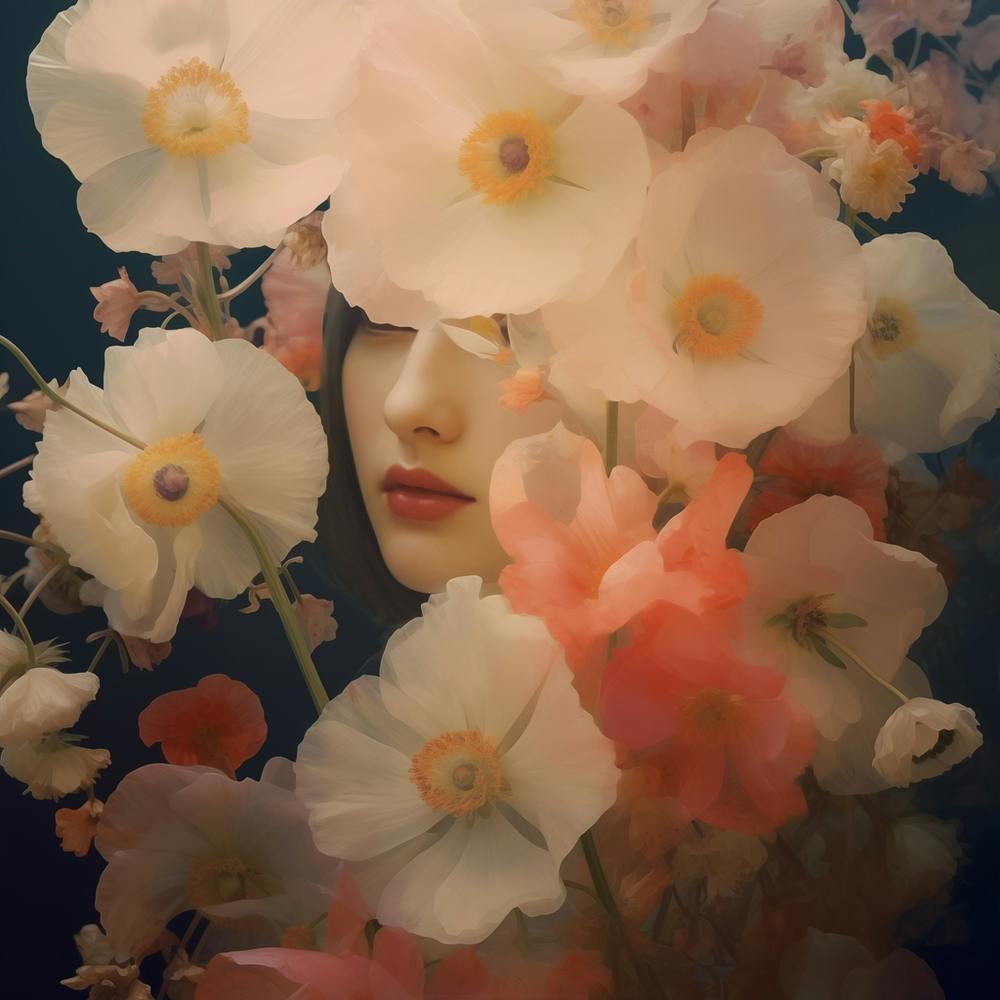Mädchen mit Mohnblumen