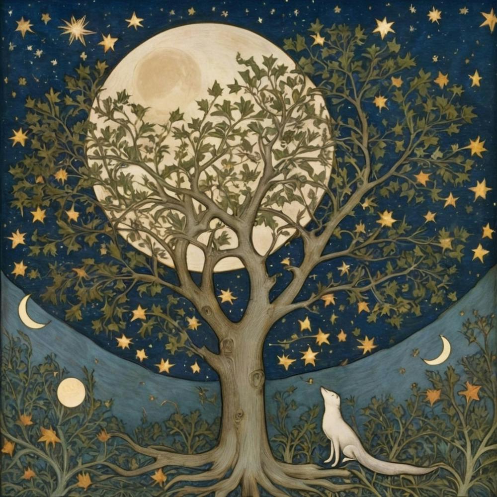 Wolf In The Moonlight paintings art print