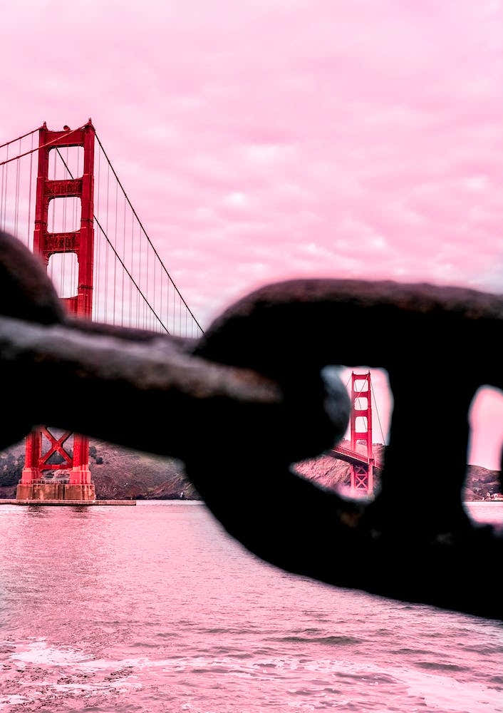 Pink Golden Gate Bridge