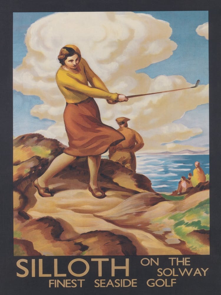 Silloth On The Solway,England Woman Golfer Vintage Poster