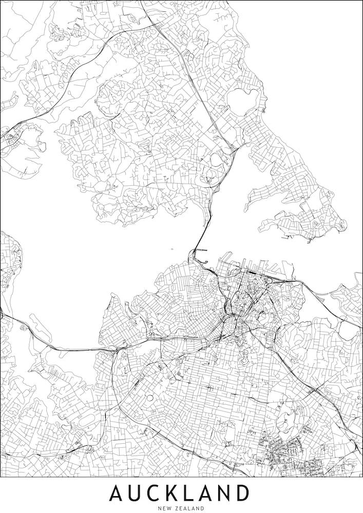 Auckland White Map