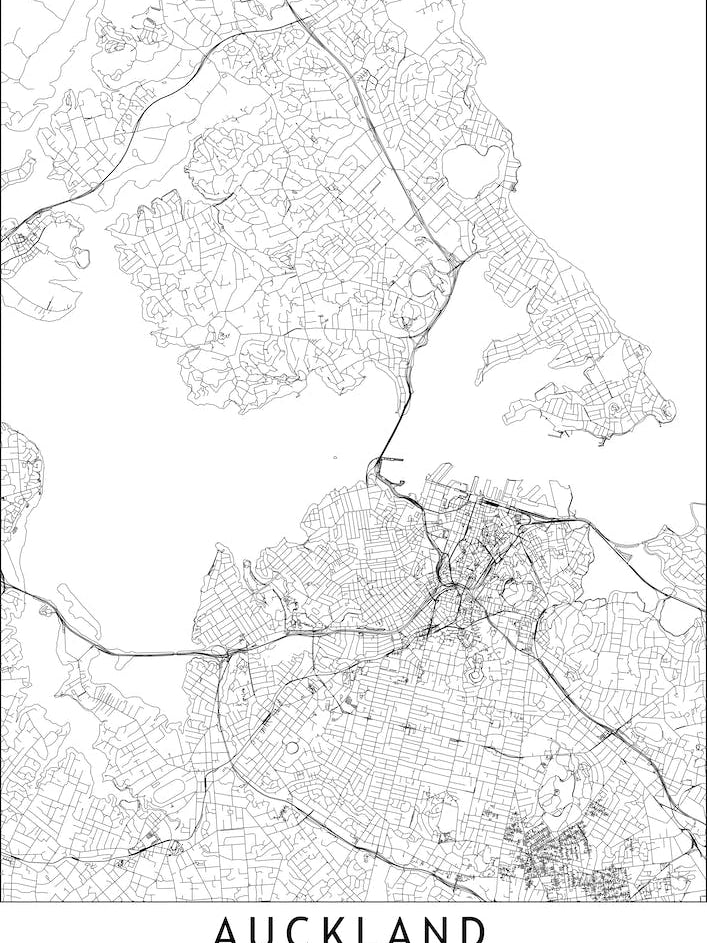 Auckland White Map