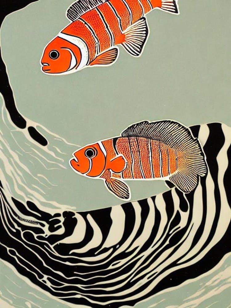Clownfish Linocut