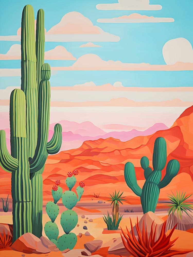 Desert Landscape With Cactus