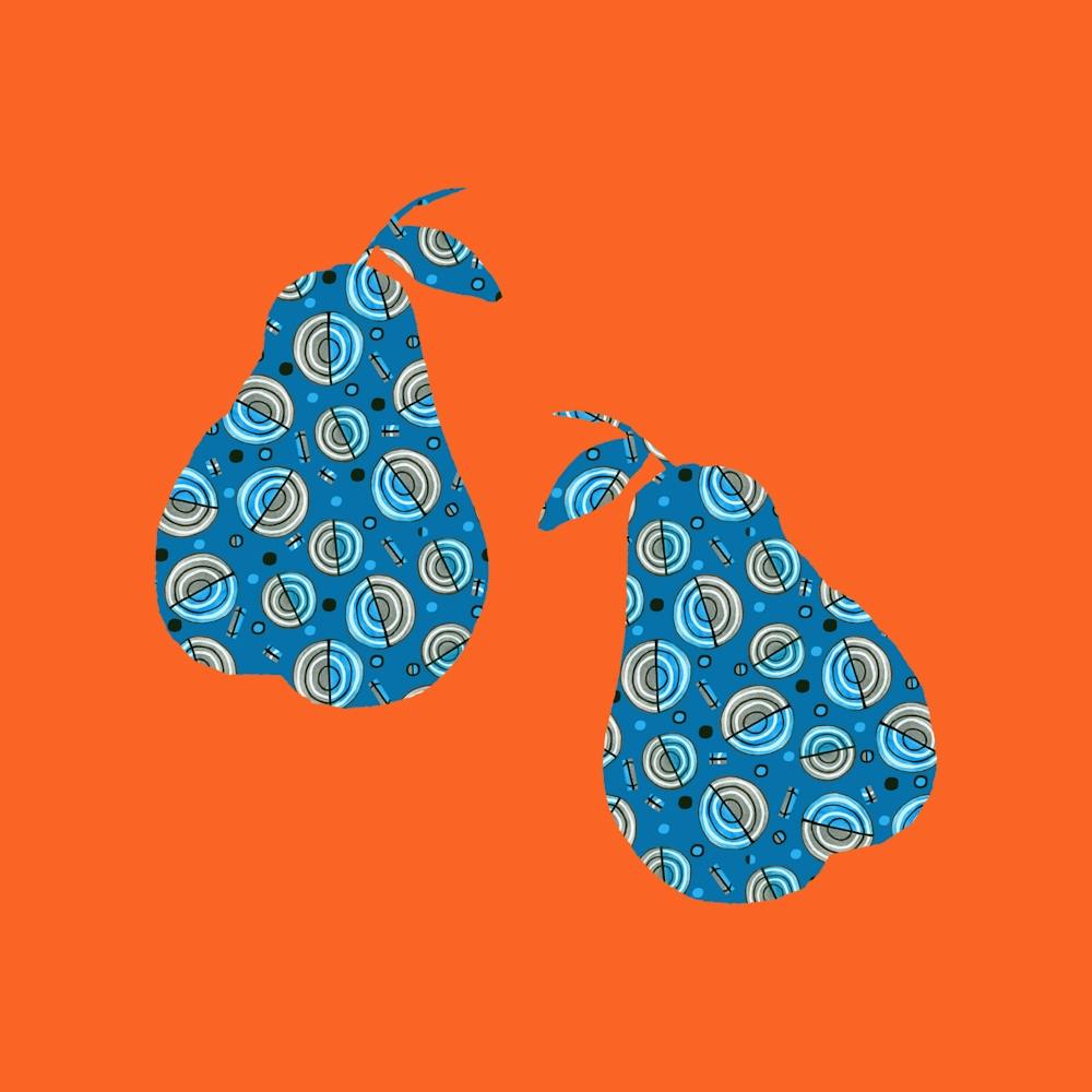 Pears Blue Circles On Orange
