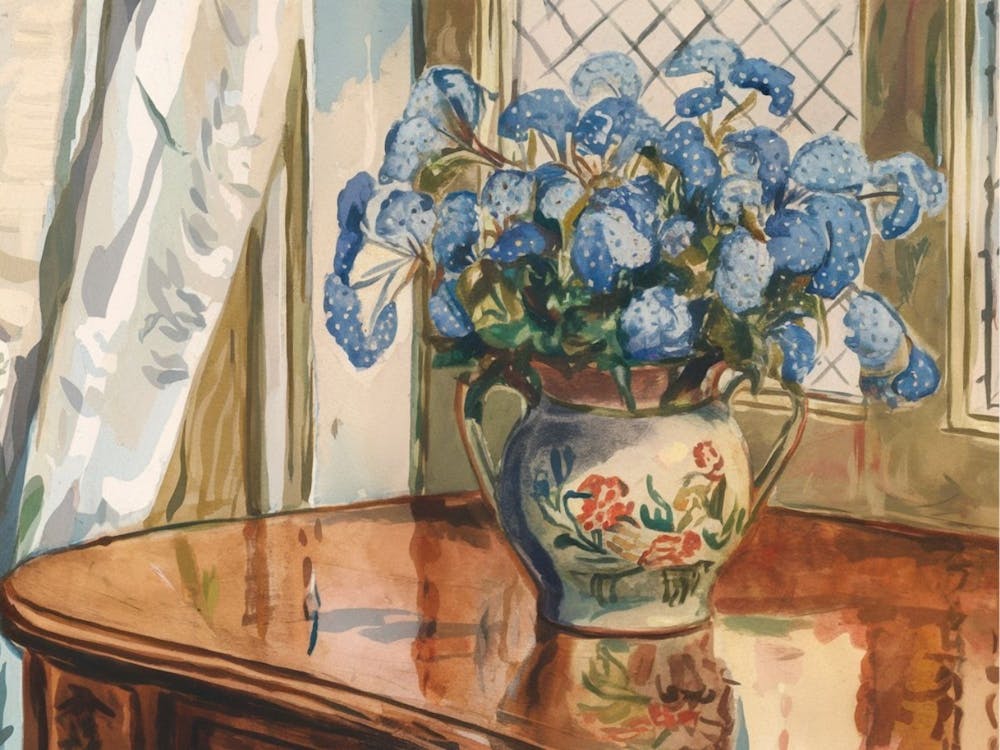Blue Flowers In A Vase 3