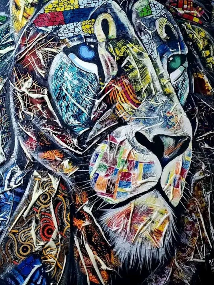 Fabric Lion portrait