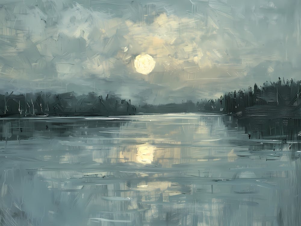 Moonlight Over Lake