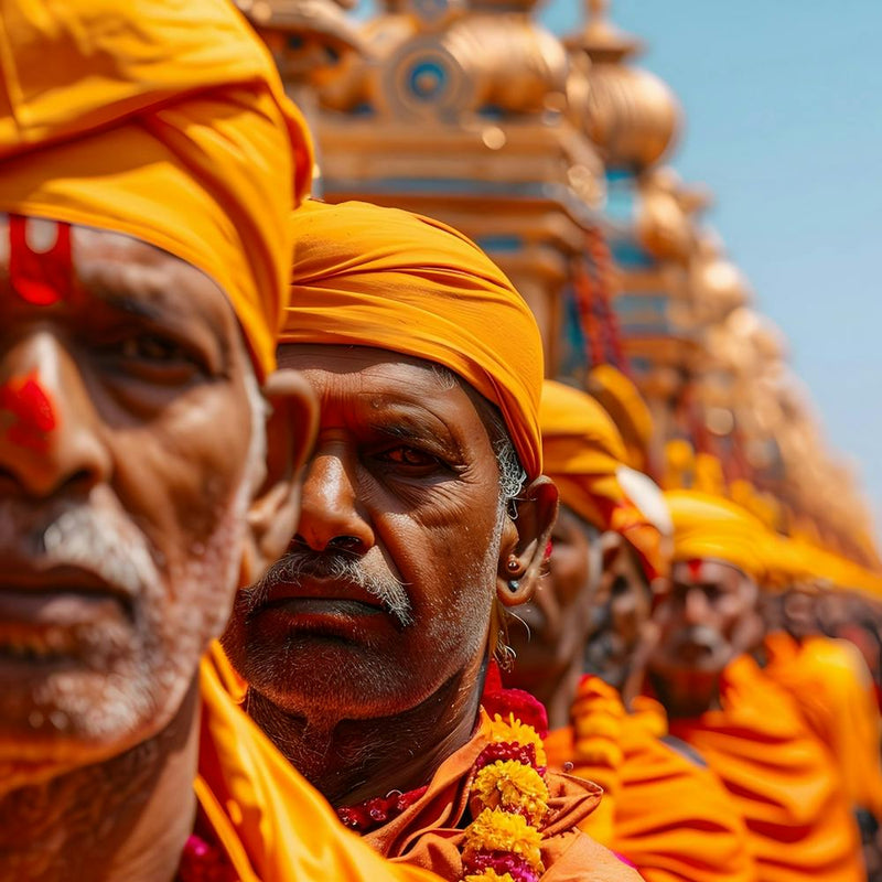 Hindu Men In Orange Turbans