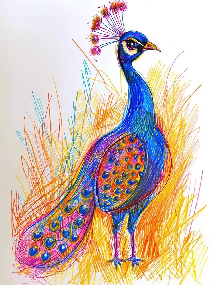 Peacock Squiggle Portrait 1