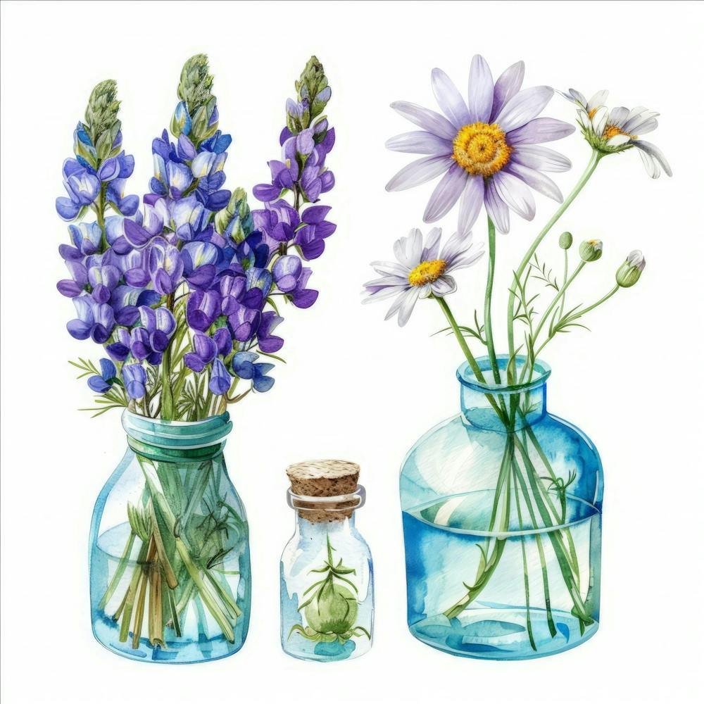 Flowers In Glass Jars