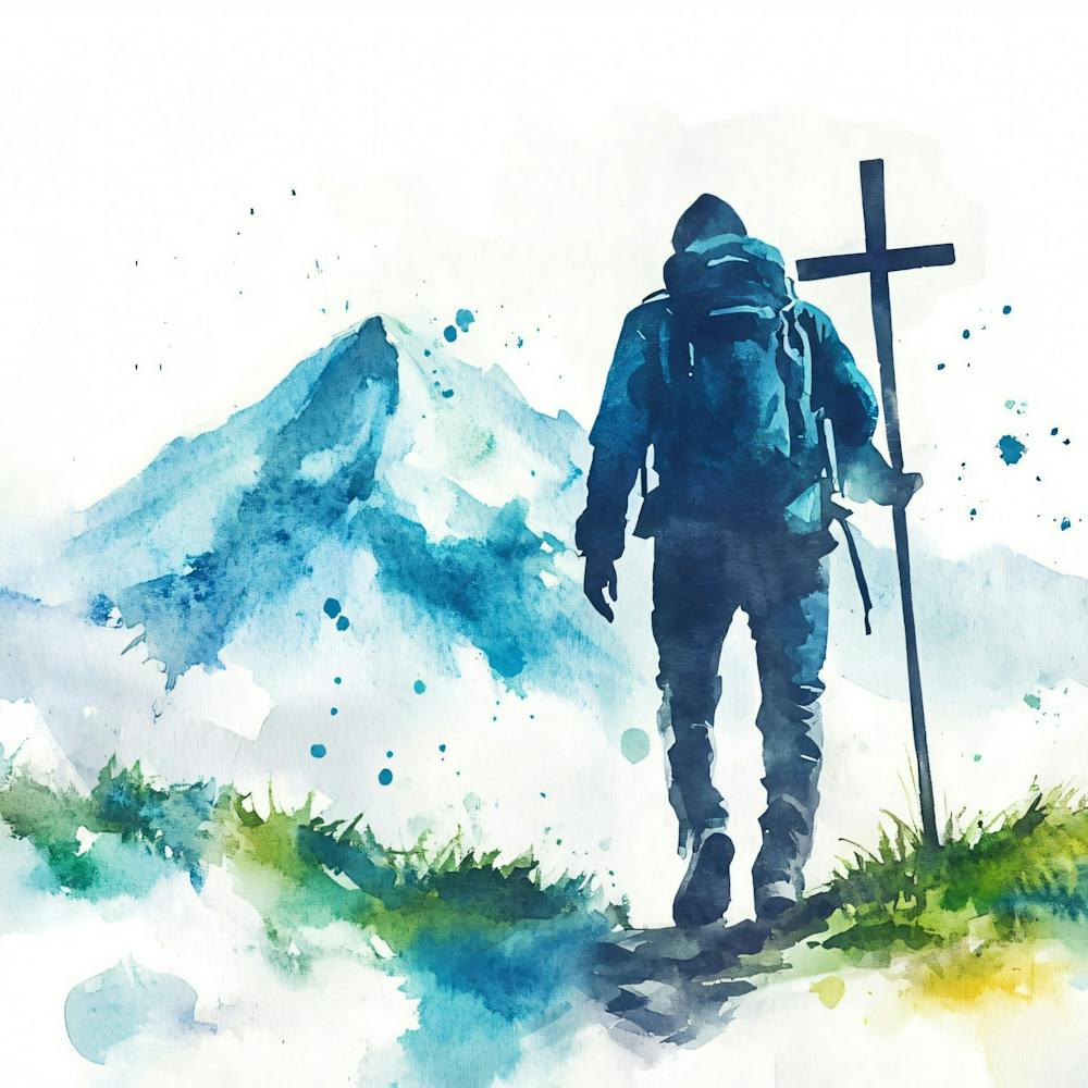 Watercolor Of A Hiker 1