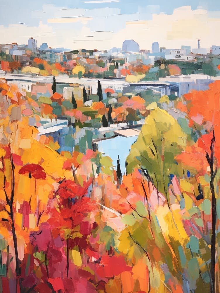 Autumn City Park Painting Echo Park Los Angeles United States 3