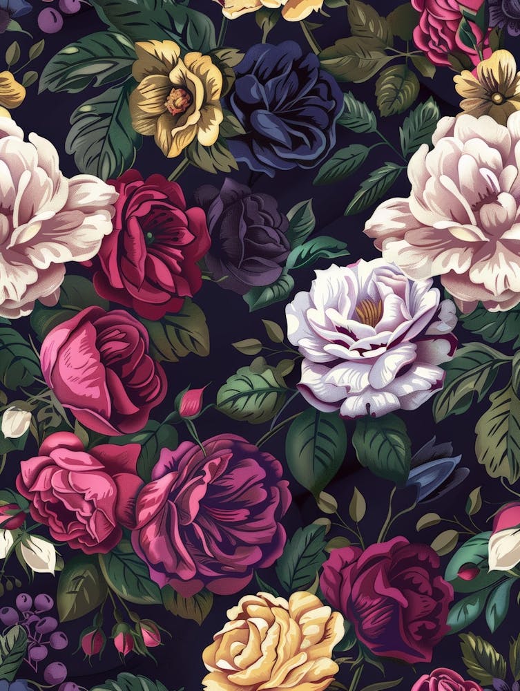 Roses On A Black Background