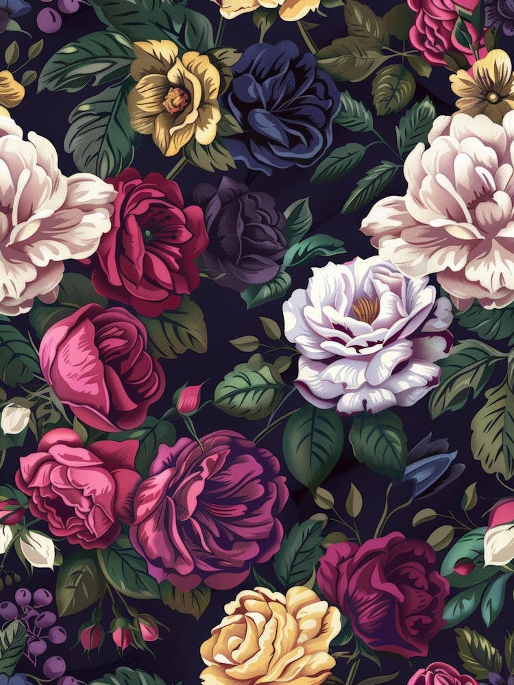 Roses On A Black Background