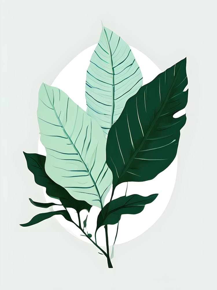 Green Leaves On A White Background 2