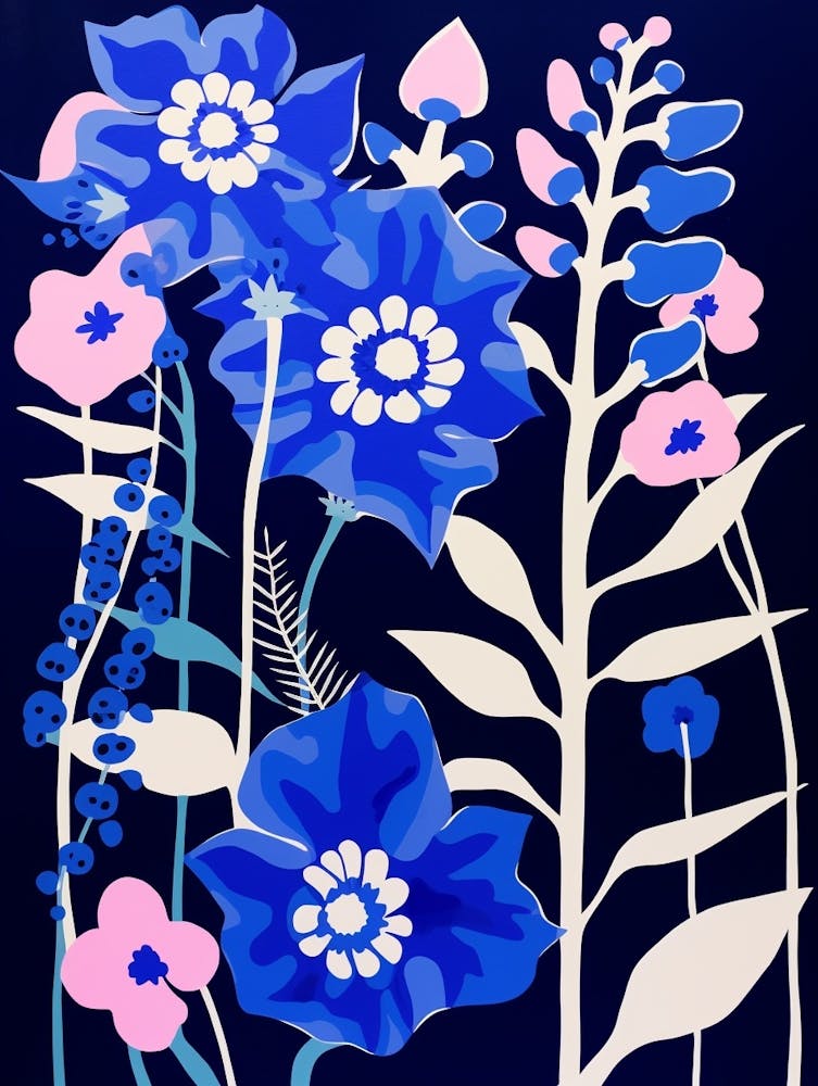 Blue Flower Illustration Foxglove 1
