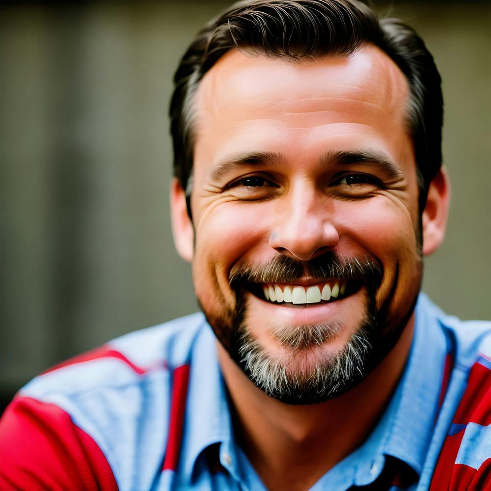 Homme Souriant Avec Barbe