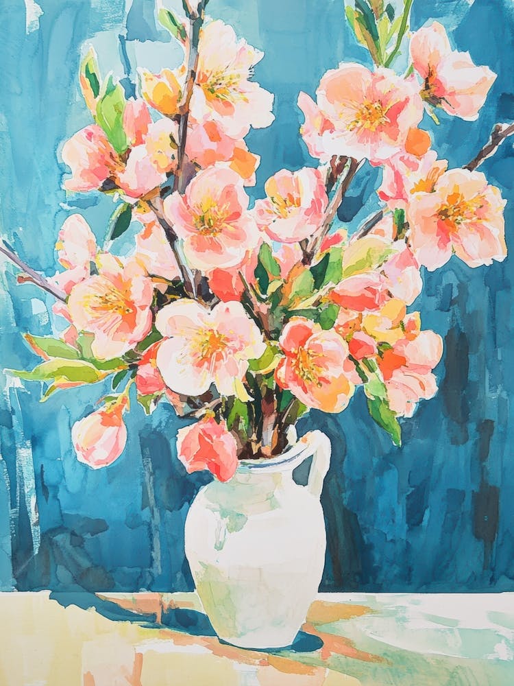 Pfirsichblüten in einer Vase