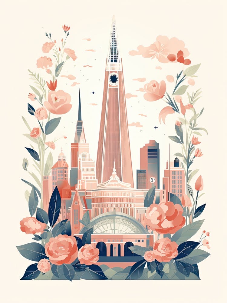 The Shard   London, England   Cute Botanical Illustration Travel 1