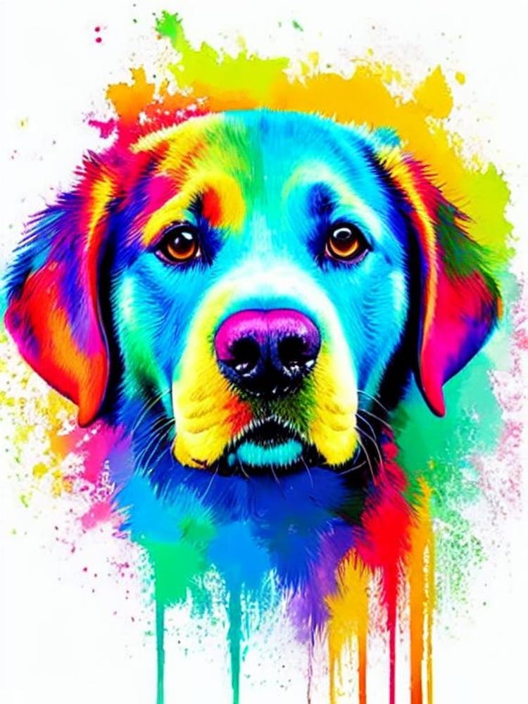 Labrador Rainbow Oil Painting Dog