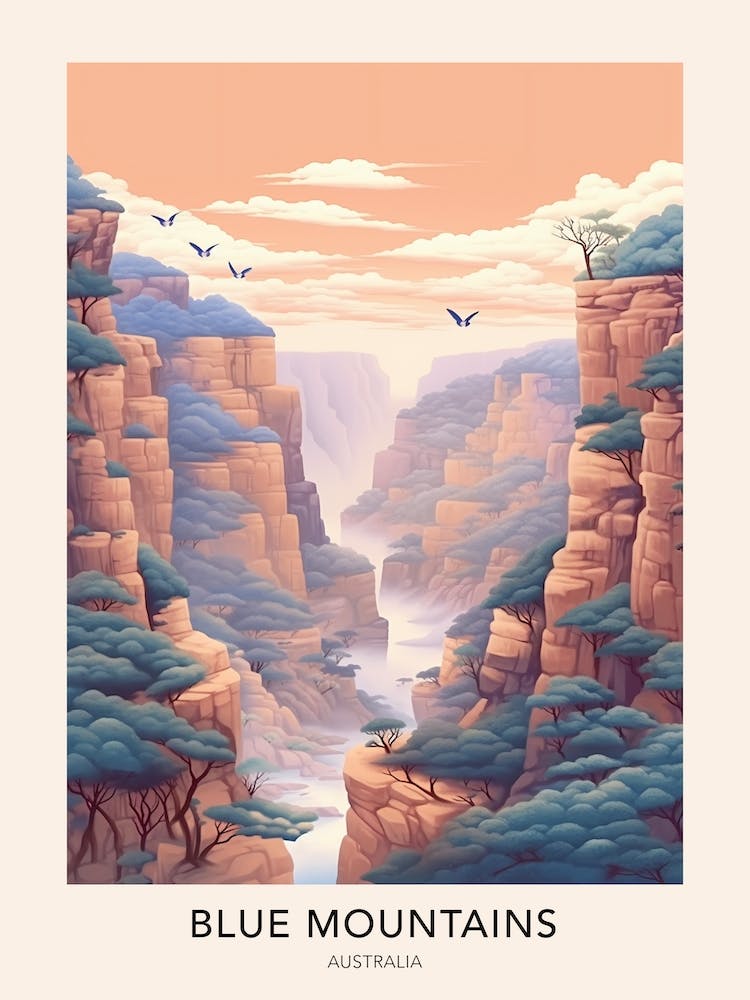 Blue Mountains Australia Travel Poster