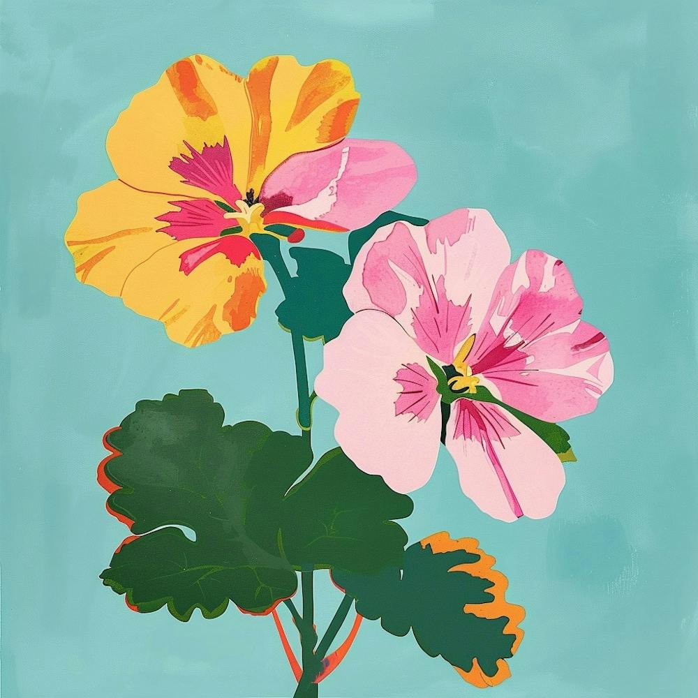 Geranium 1 Square Flower Illustration