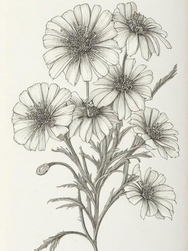 Marigold Vintage Botanical Flower