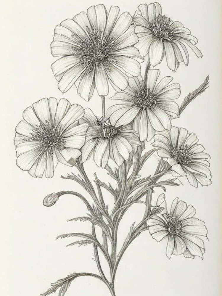 Marigold Vintage Botanical Flower