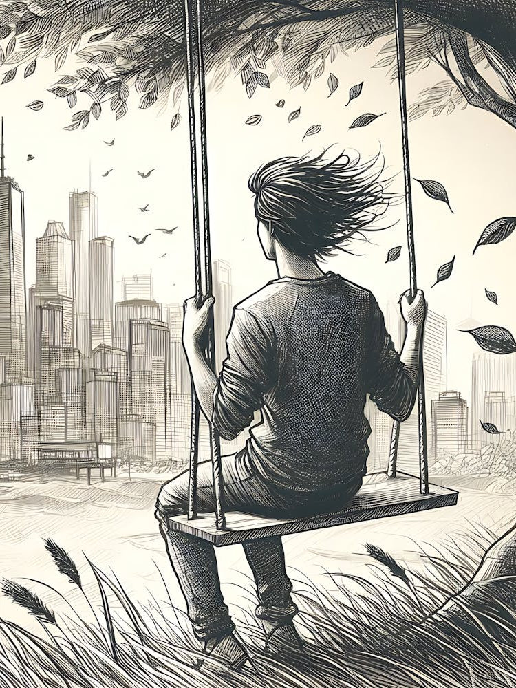 Moody Man on Swing Sketch 8