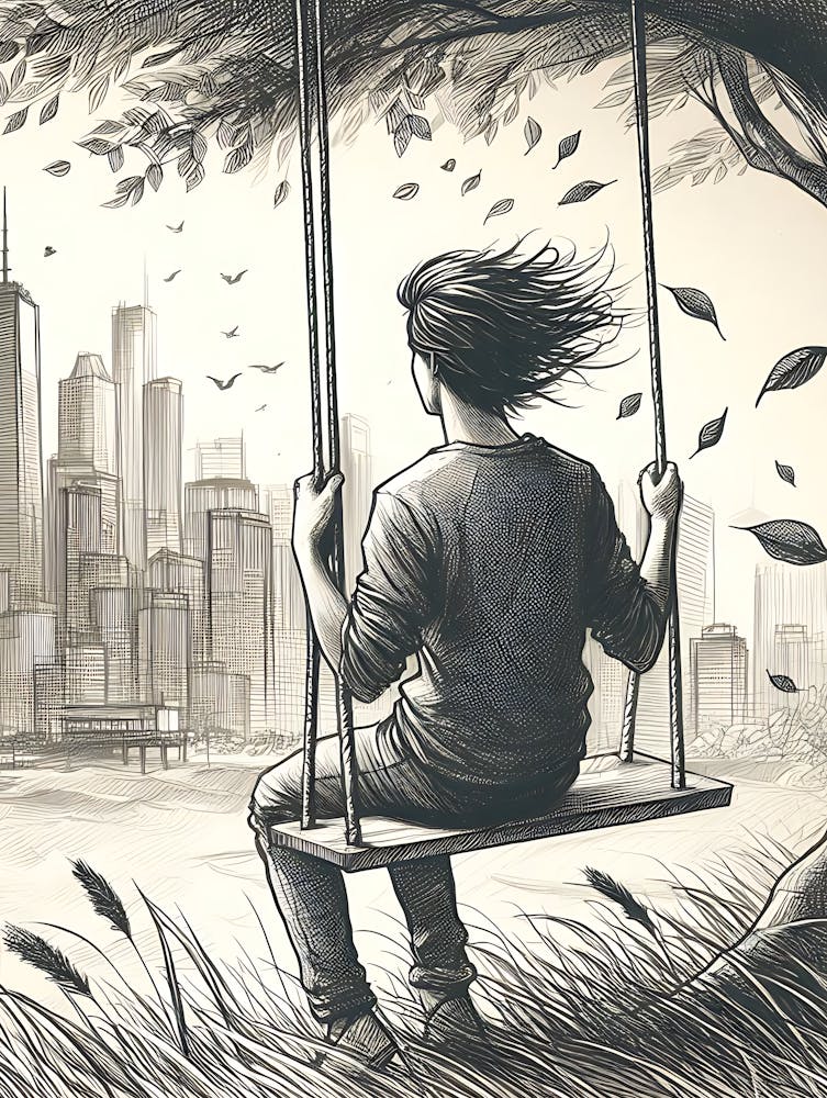 Moody Man on Swing Sketch 8