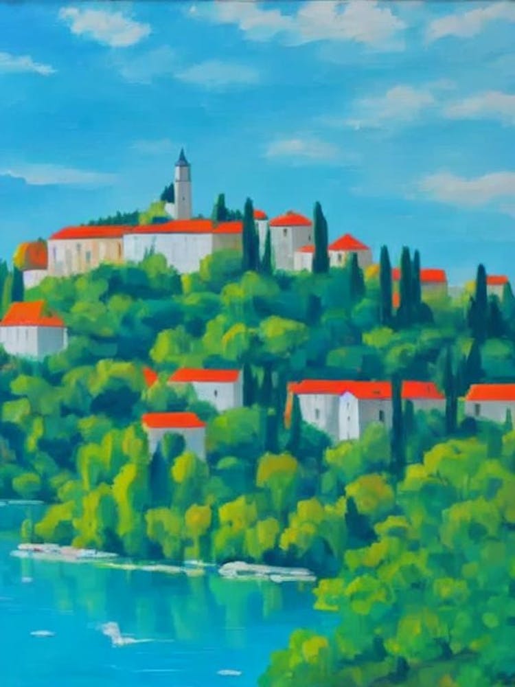 Krka National Park Croatia Blue Oil Painting 1 